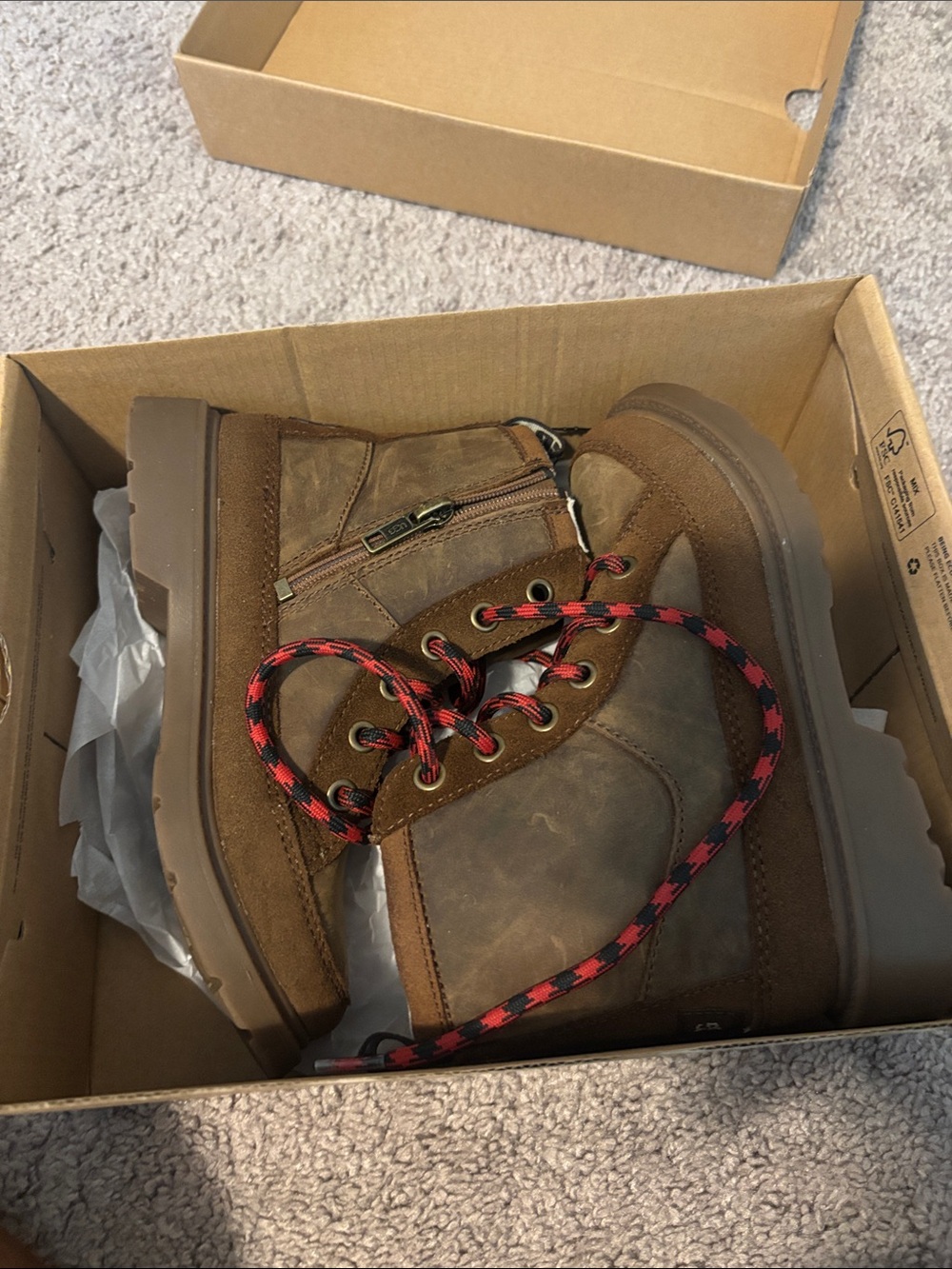 DC Kids Brown Boots with Red and Black Laces